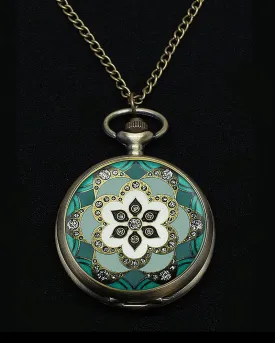 Vintage Style Art Deco Pocket Watch Pendant 3