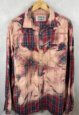 Vintage Western Style Red, Peach, Navy and White Lightweight Cotton Size XL