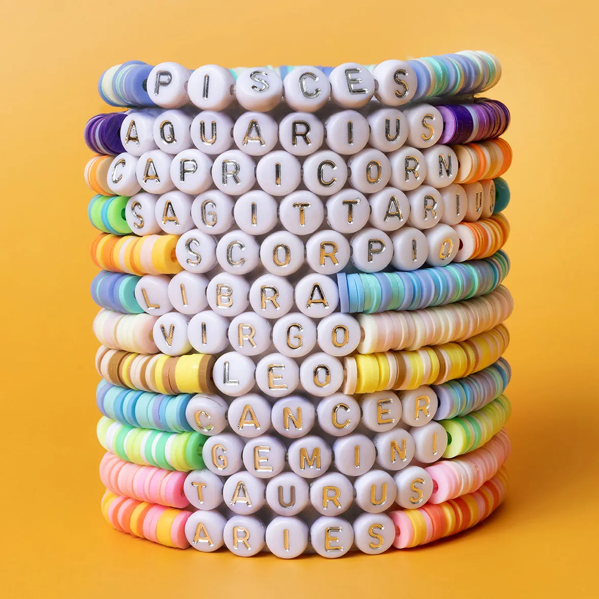 Virgo Zodiac Beaded Word Bracelet Set