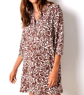 Viscose Short Camisole with Paisley Print Brown