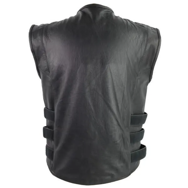 VL905 Tactical Bullet Proof Style Naked Cowhide Leather Vest