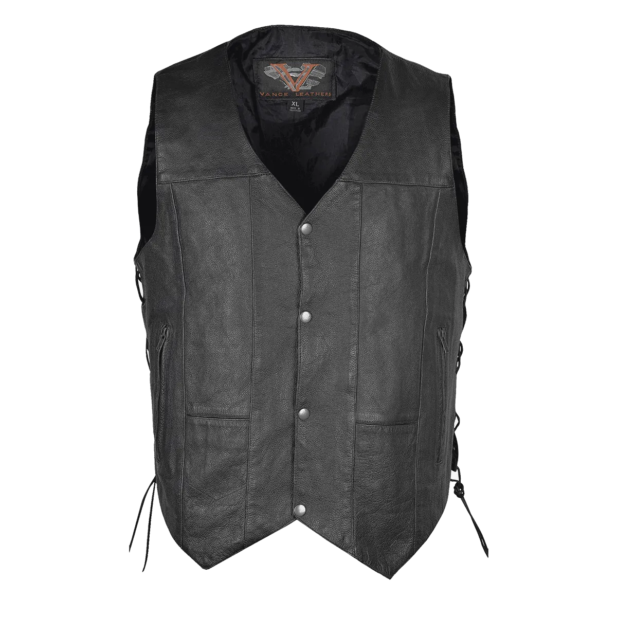 VL915S Vance Leather Men's Ten Pocket Vest of Basic Leather