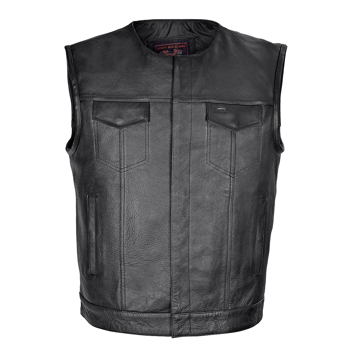 VL919 Men's Zipper and Snap Closure Leather Motorcycle Club Vest Quick Access Gun Pocket