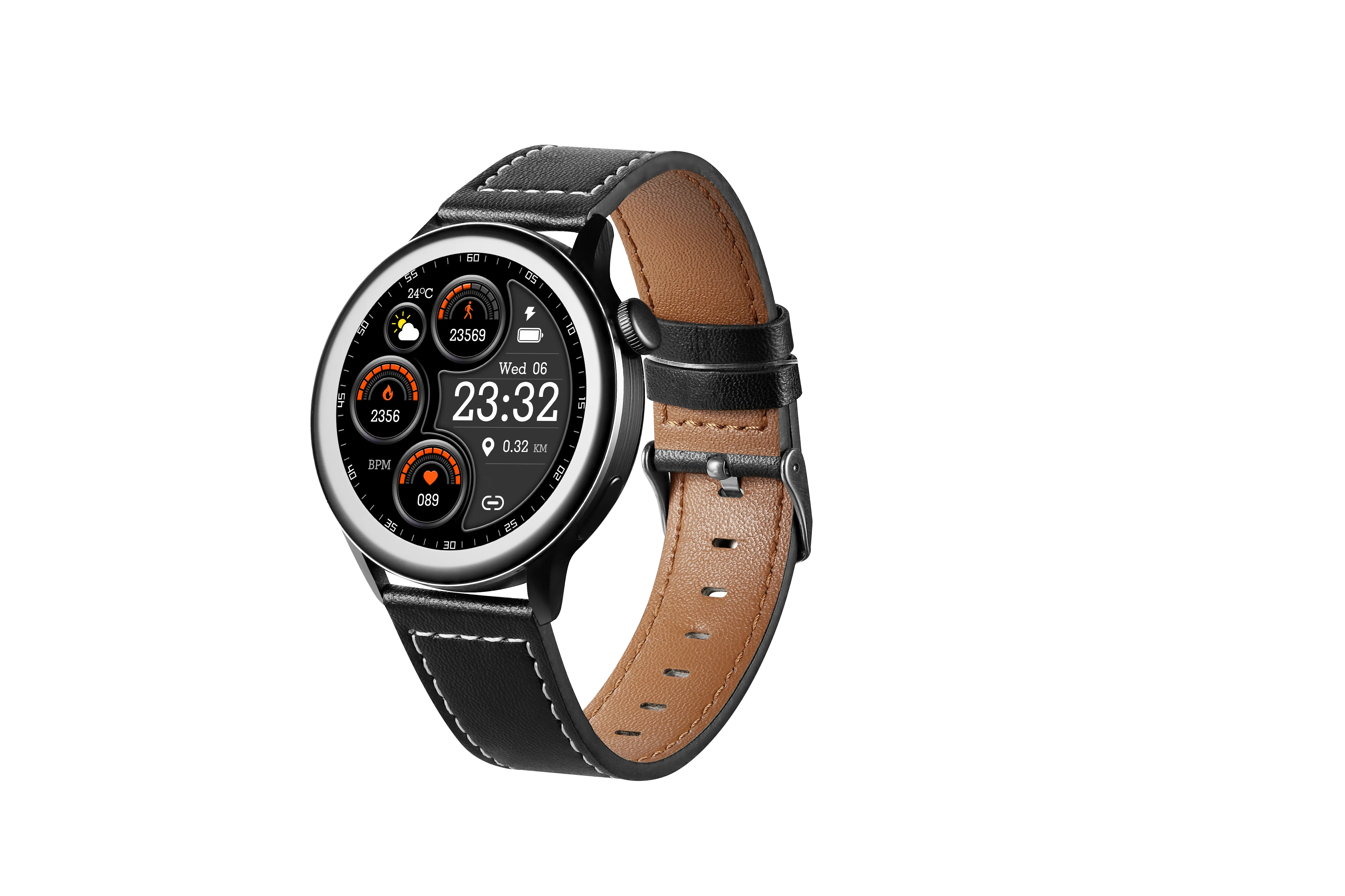 Volkano Fit Forte Series Smart Watch with Leather Strap