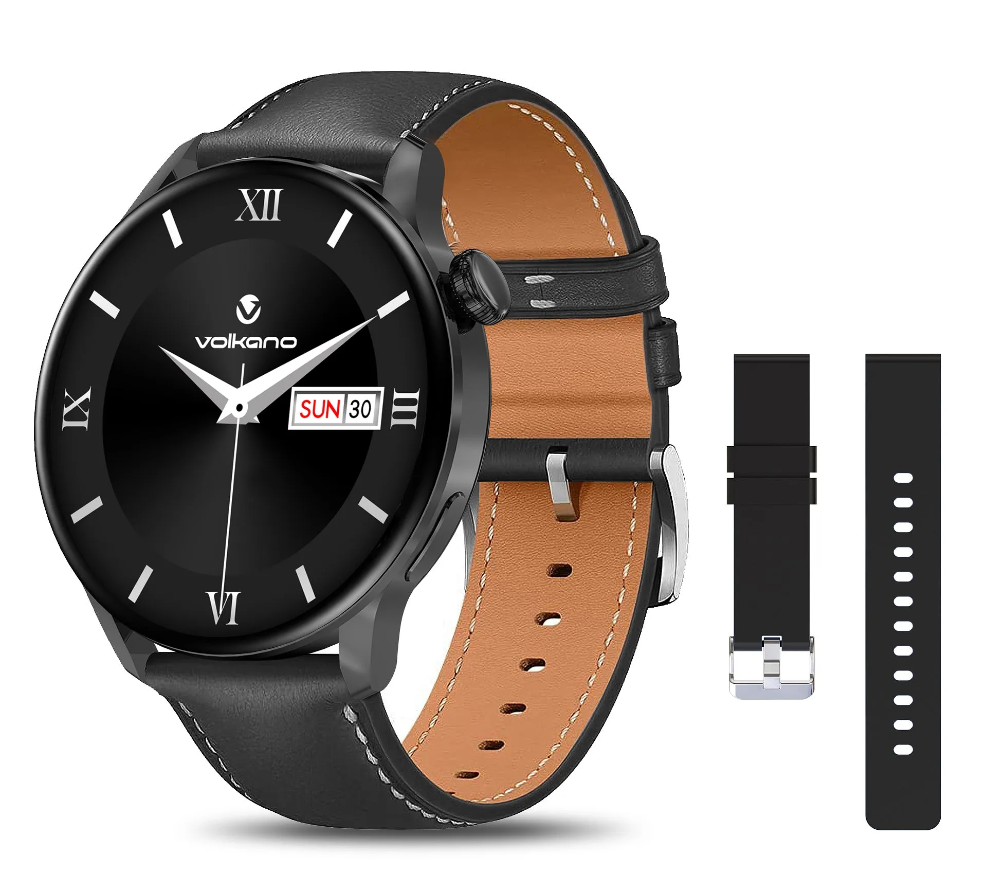 Volkano Fit Forte Series Smart Watch with Leather Strap