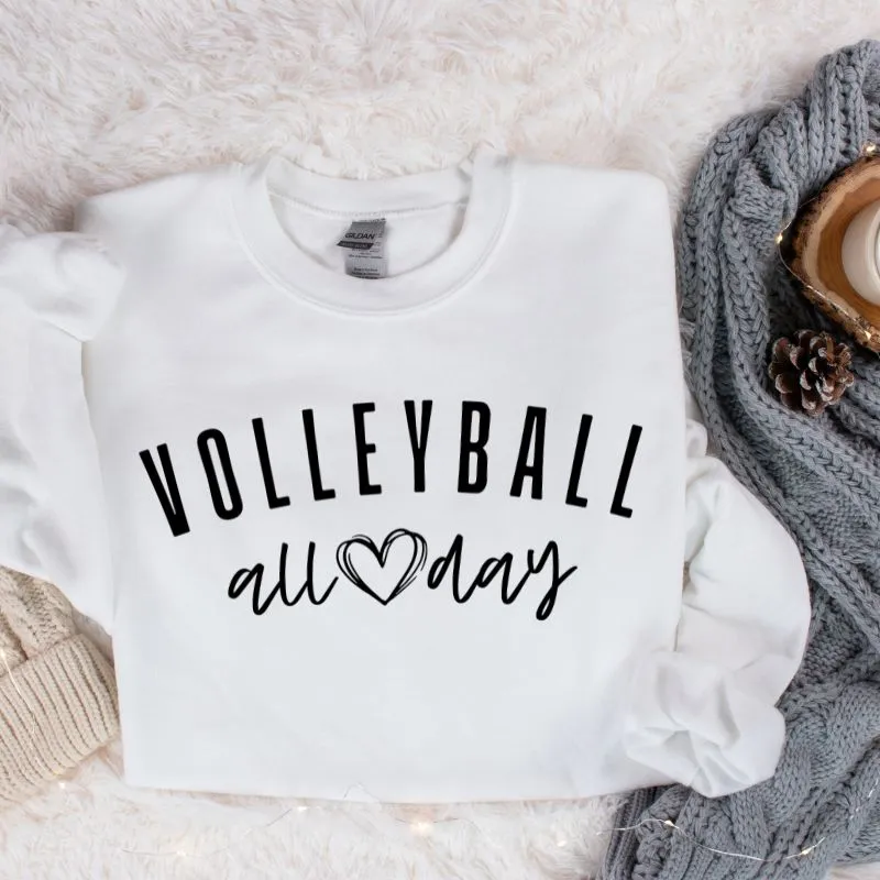 Volleyball All Day Crewneck Pullover Sweatshirt