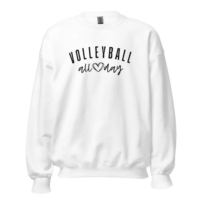 Volleyball All Day Crewneck Pullover Sweatshirt