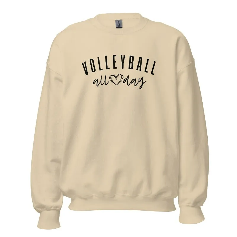 Volleyball All Day Crewneck Pullover Sweatshirt