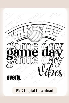 Volleyball Game Day Vibes Design PNG Download