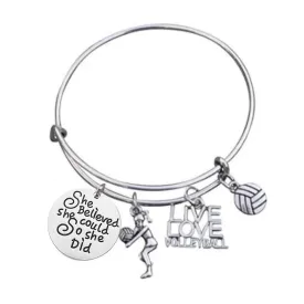 Volleyball She Believed She Could So She Did Bangle Bracelet