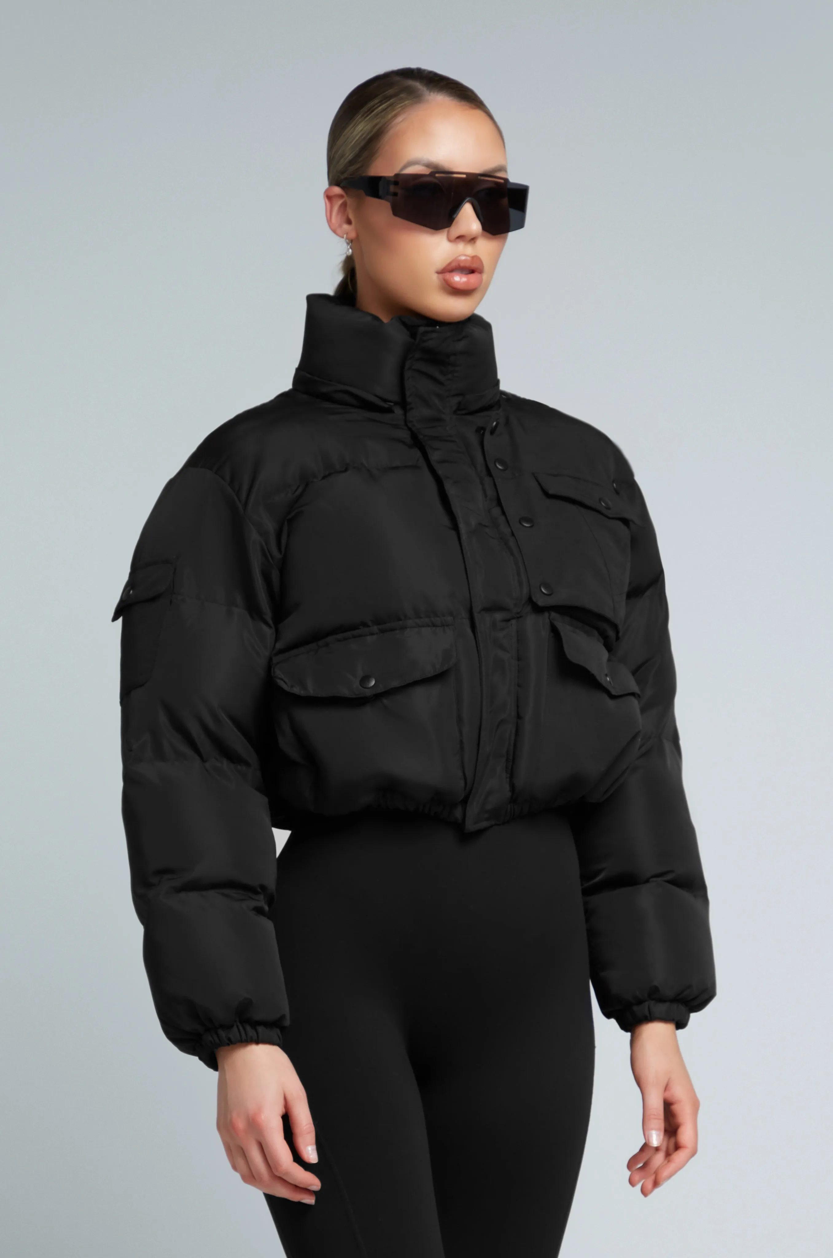 W23/24 KG Cropped Puffer Jacket - Black