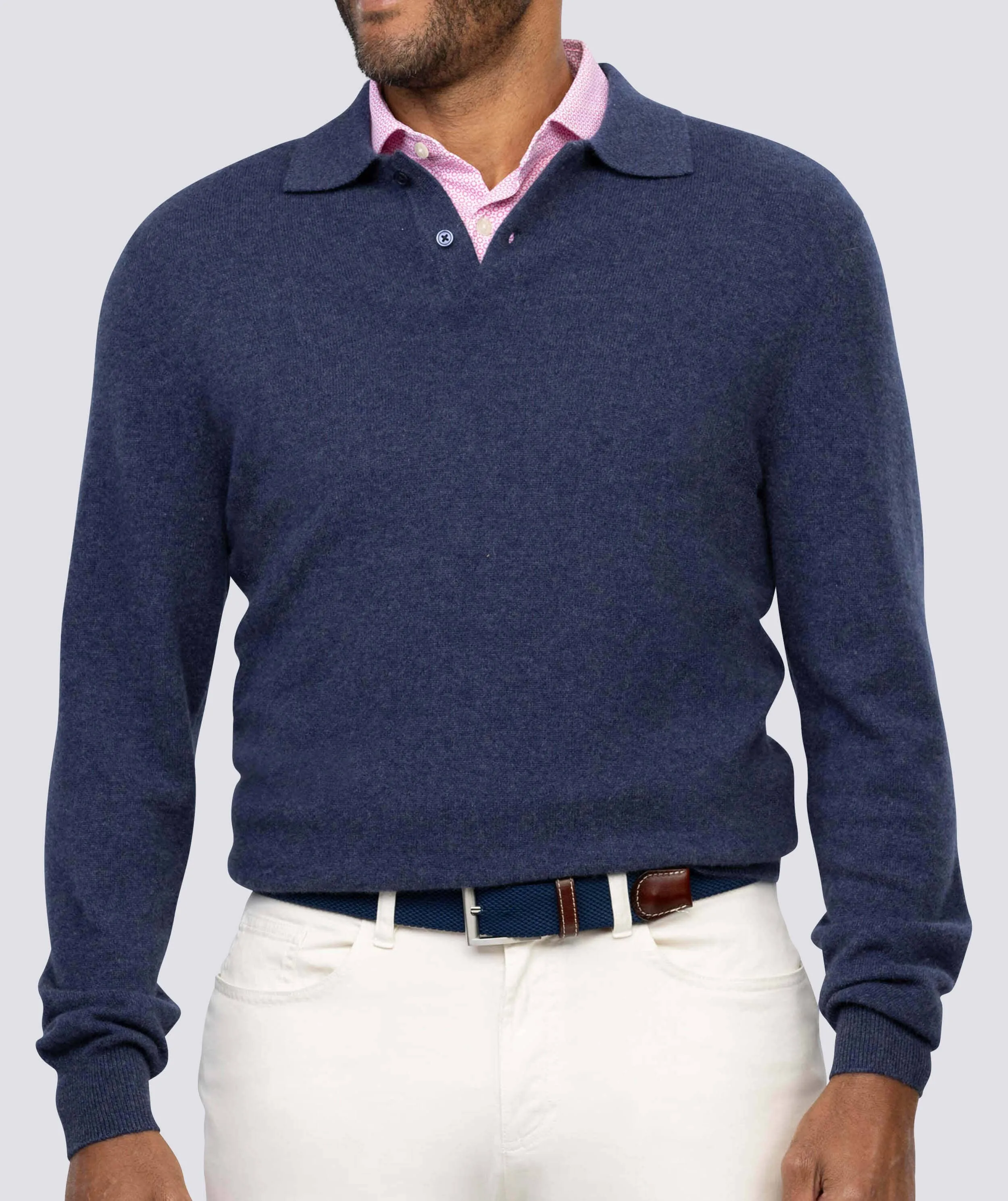 Wade 2-Button Cashmere Polo Sweater