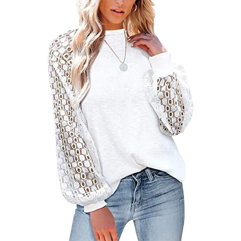 Waffle Lace Crewneck T-Shirt