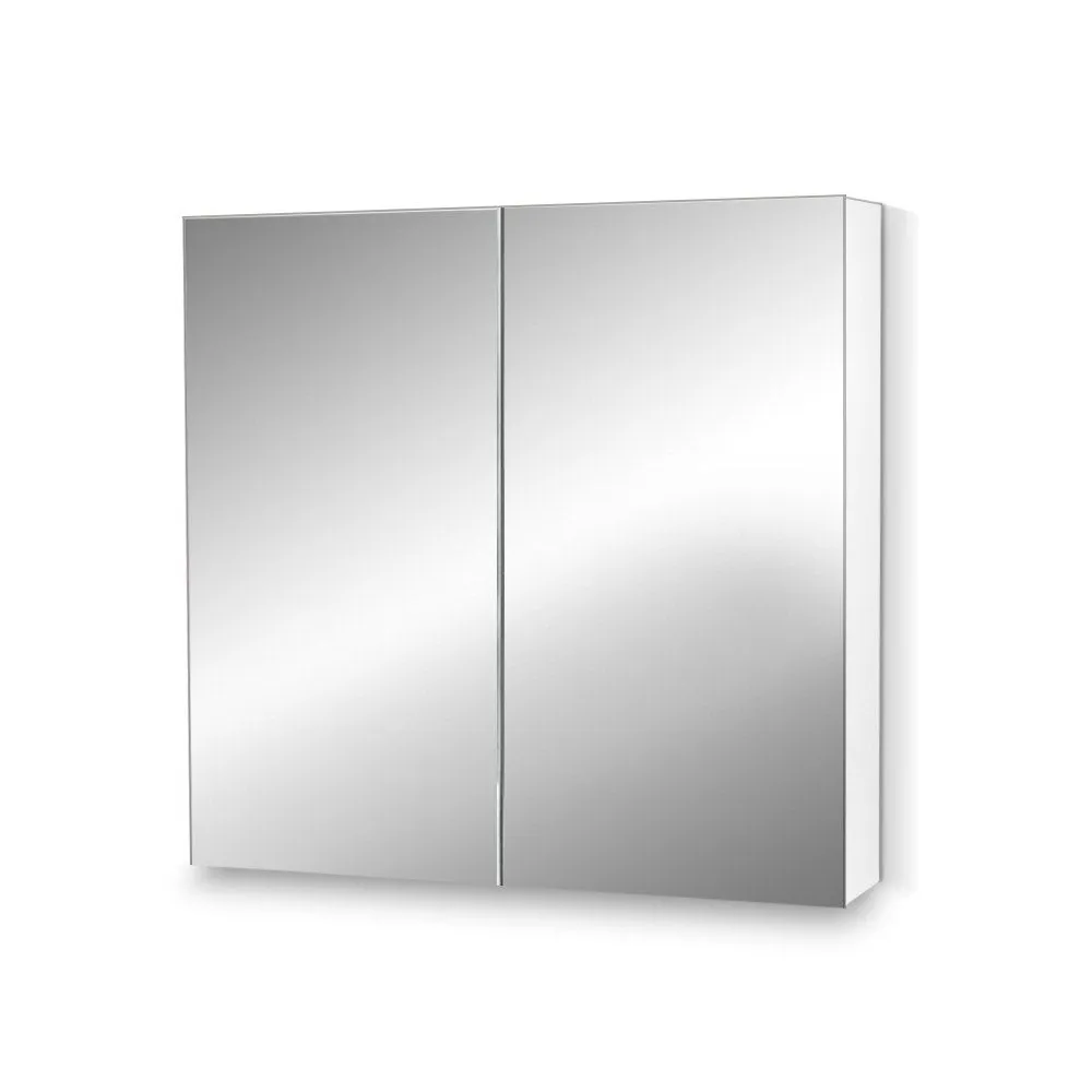 Wall Mounted Bathroom Full Mirror Cabinet Storage 2 Door Vanity Unit White