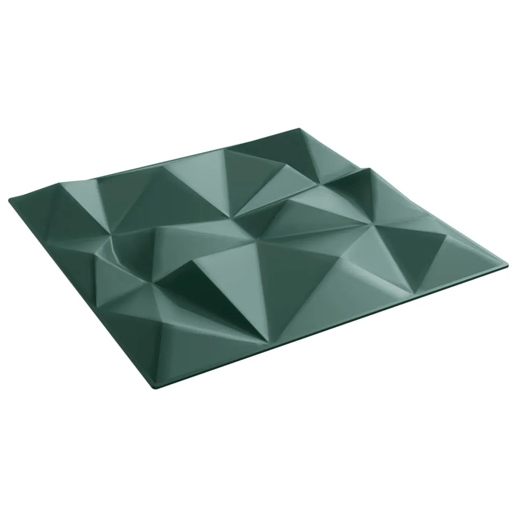 Wall Panels 12 pcs Green 50x50 cm XPS 3 m² Diamond