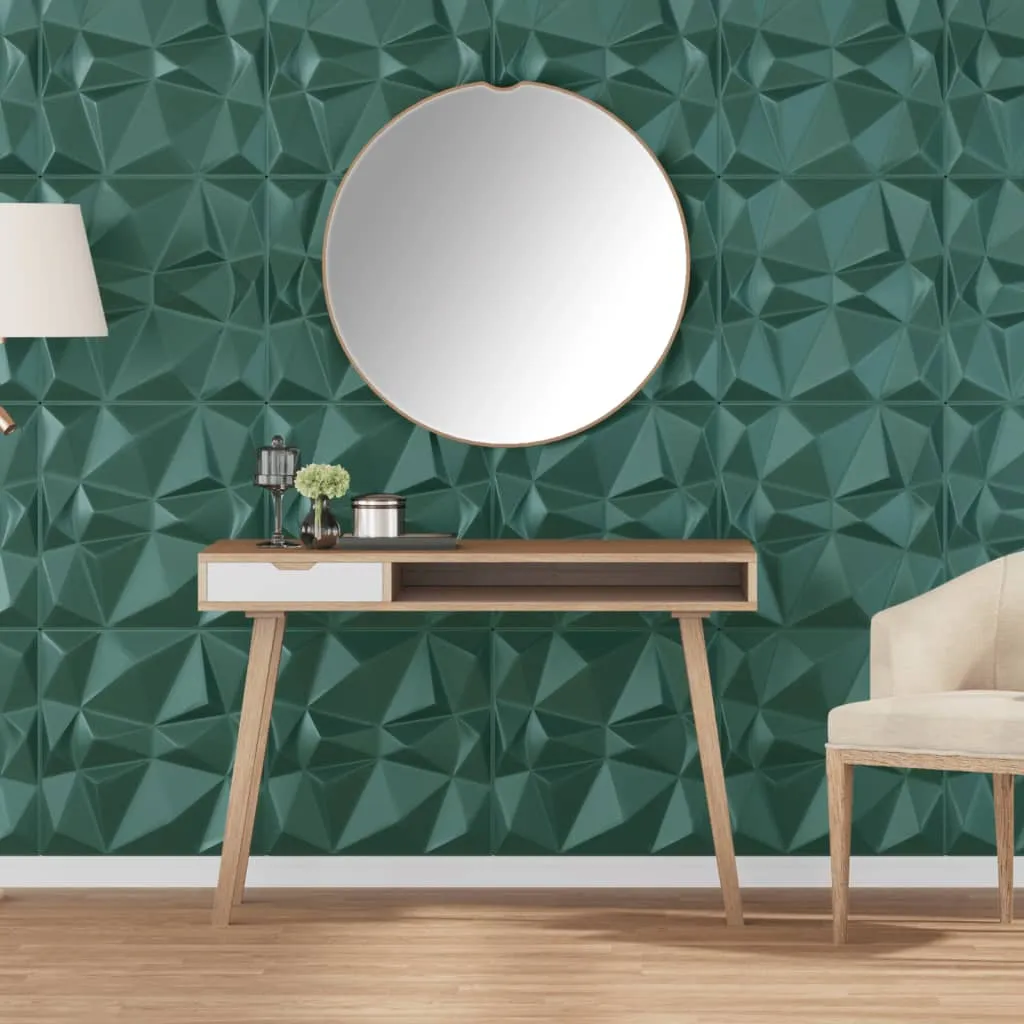 Wall Panels 12 pcs Green 50x50 cm XPS 3 m² Diamond