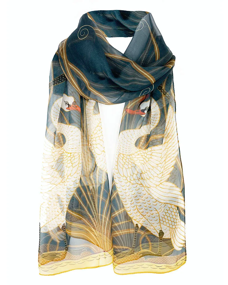 Walter Crane Swans Silk Chiffon Scarf