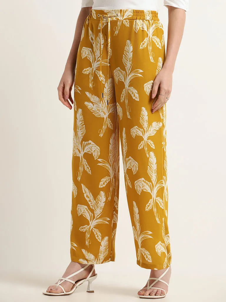 Wardrobe Yellow Leaf-Print Pants