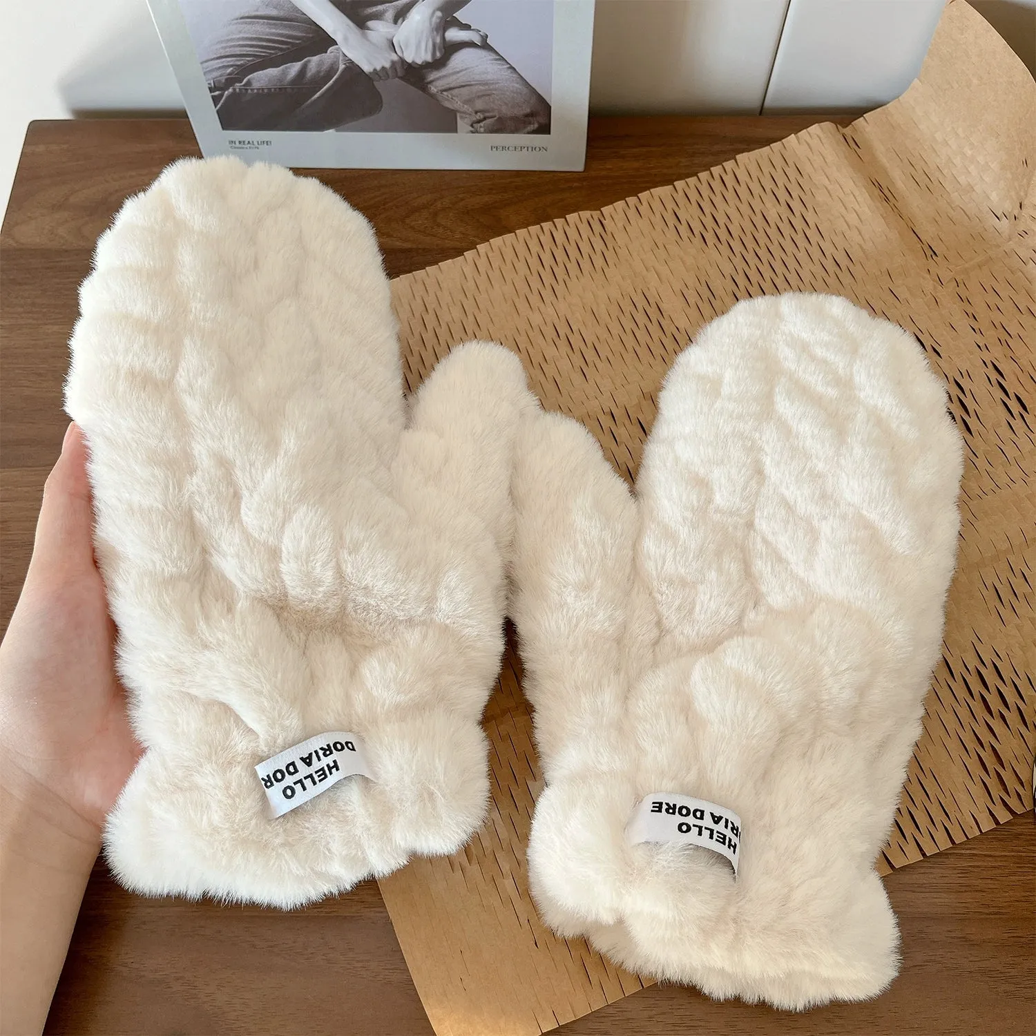 Warm Plush Mittens for Women