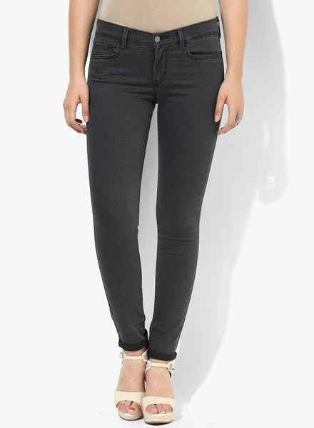 Washed Mid Rise Skinny Jeans