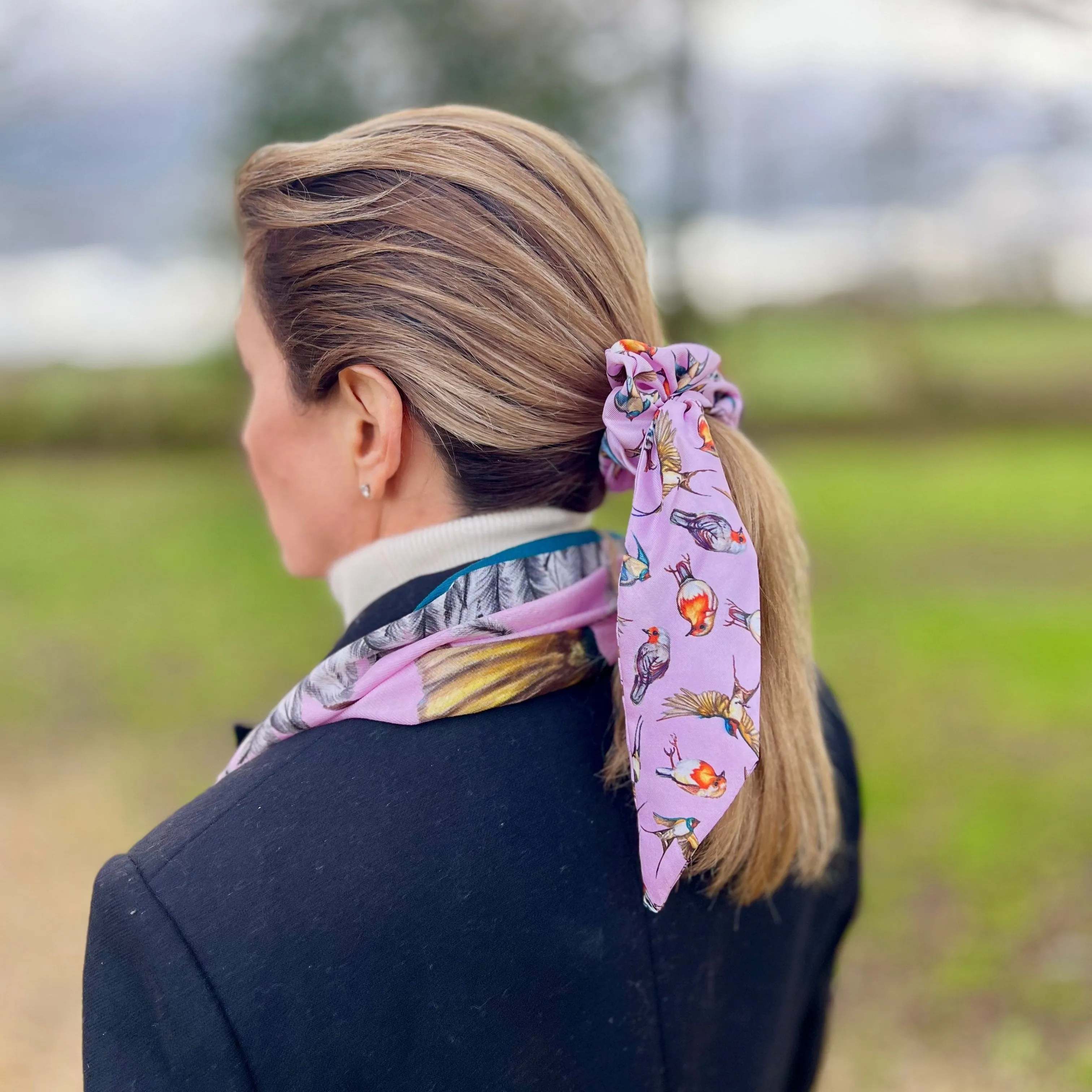 Watching Over Me Heather Medium Tail Silk Scrunchie