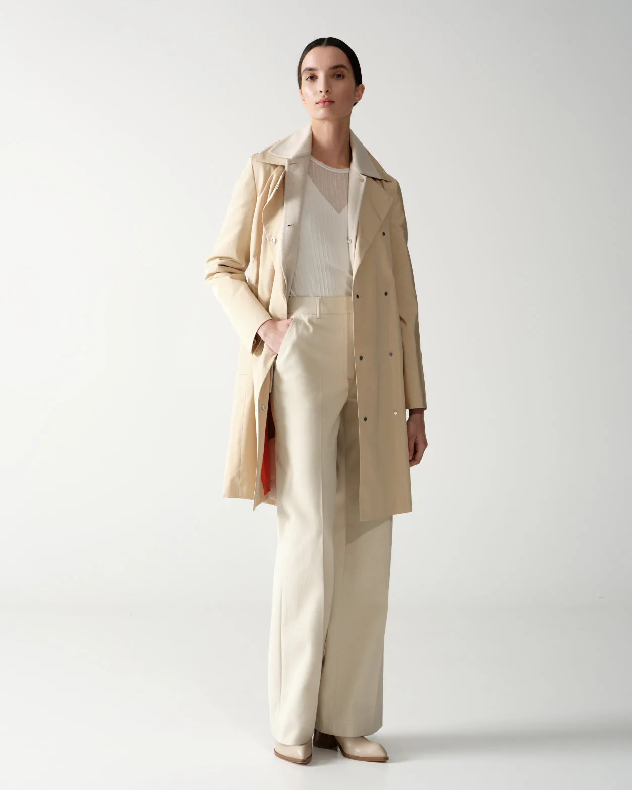 Water Repellent Silk Trench Coat