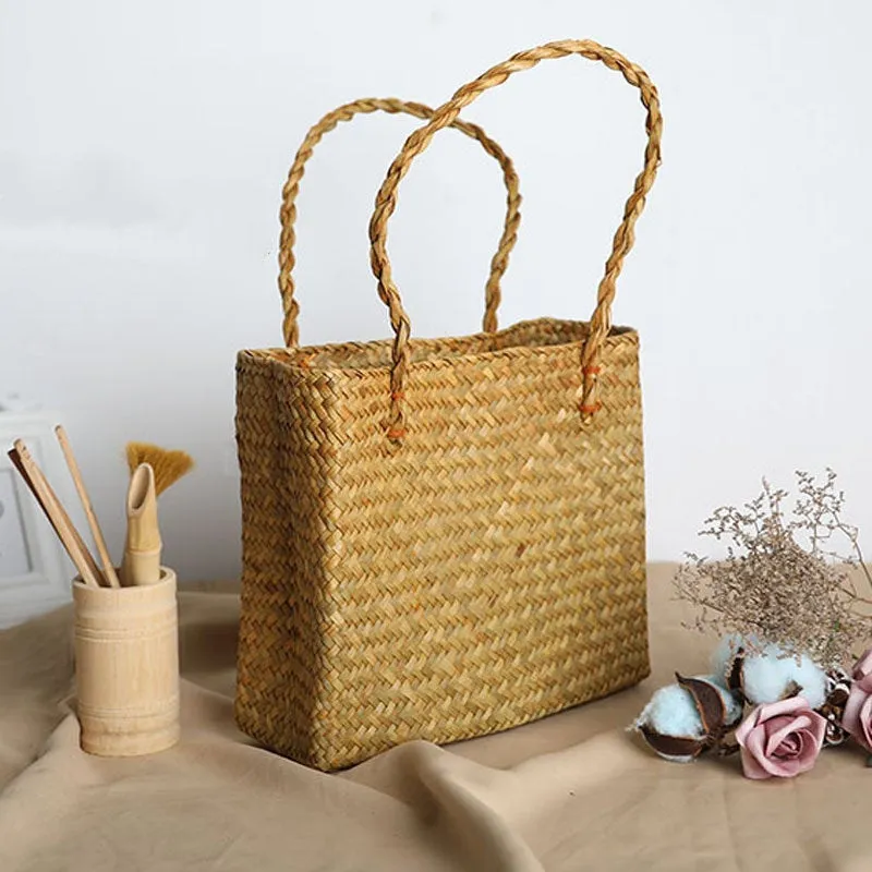 Watergrass Woven Handbag - Women's Retro Simple Beach Summer Straw Bag - Bohemian Tote Bag - Woman's Vacation Purse Wedding Christmas Gifts