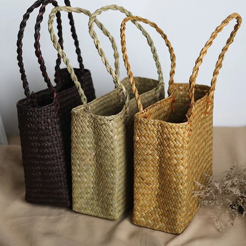 Watergrass Woven Handbag - Women's Retro Simple Beach Summer Straw Bag - Bohemian Tote Bag - Woman's Vacation Purse Wedding Christmas Gifts