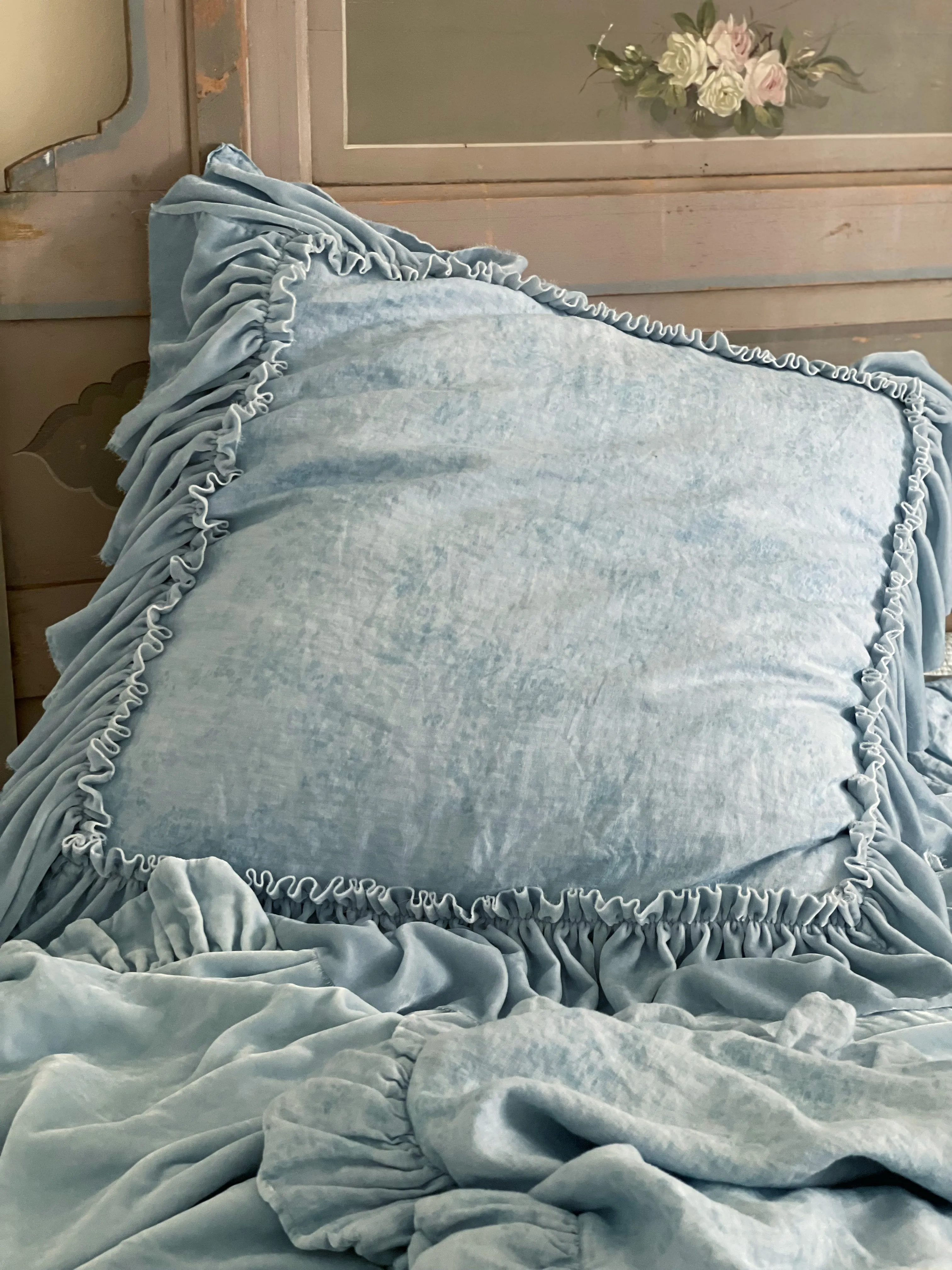 Watermark Overdye Blue Velvet Euro Pillow