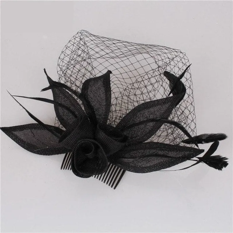 Wedding Delicate Headwear  Fascinator Veil Feather Hat Brides Fashion Accessory