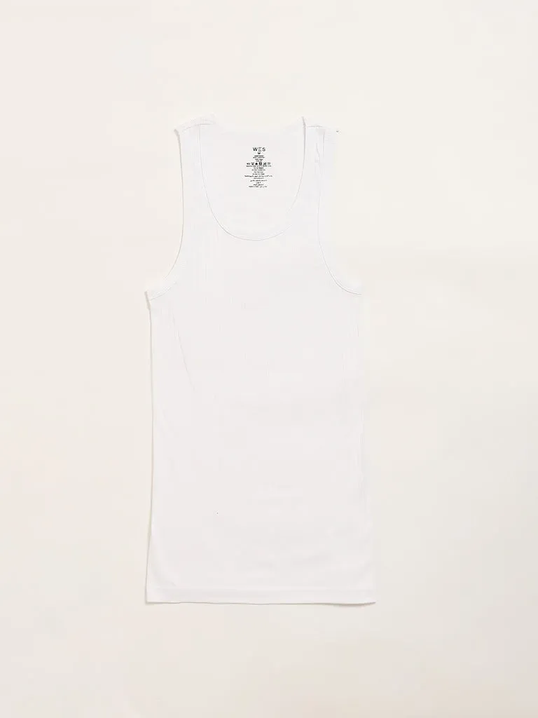 WES Lounge White Sleeveless Vests - Pack of 2