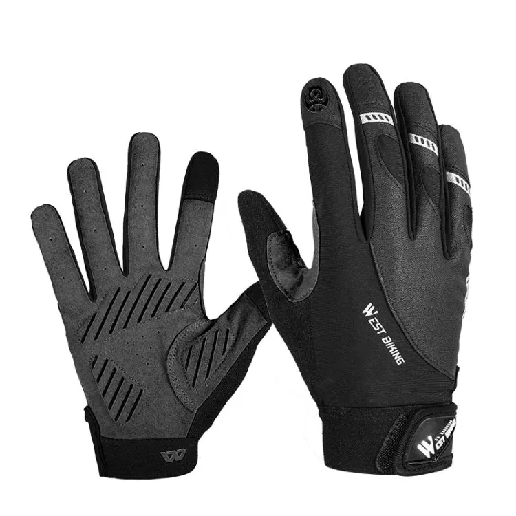 WEST BIKING YP0211209 Bicycle Gloves Shock Absorber Anti-Slip Touch Screen Glove, Size: L(Black)