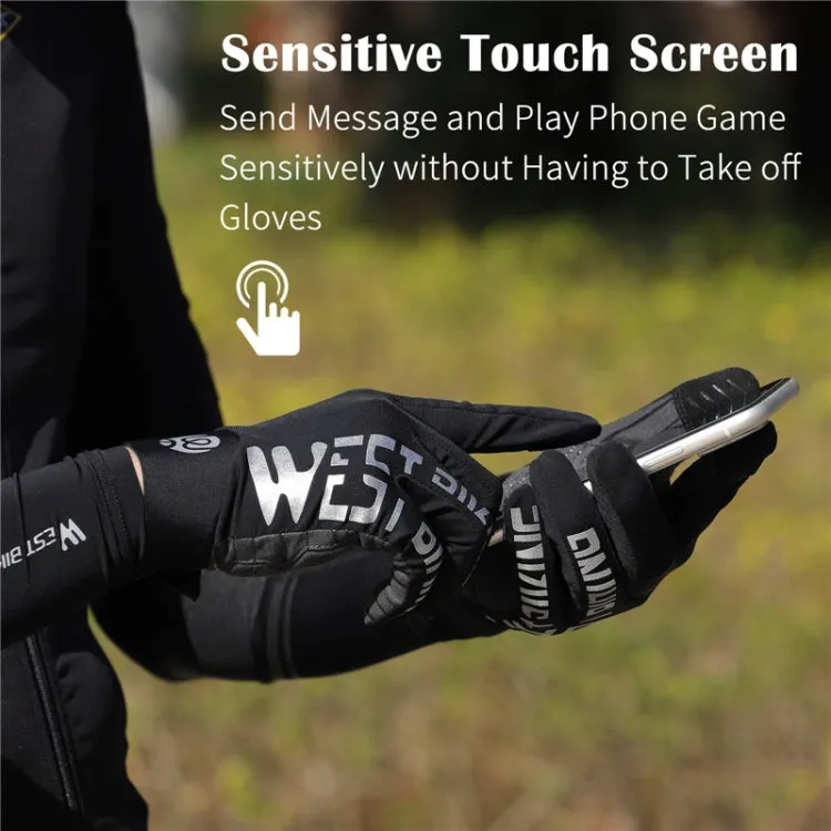 WEST BIKING YP0211214 Long Finger Shock Absorption Non-Slip Touch Screen Gloves Cycling Sports Gloves, Size: L(Gray)