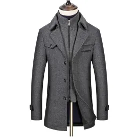 West Louis™ Winter Wool Blend Business Long Overcoat