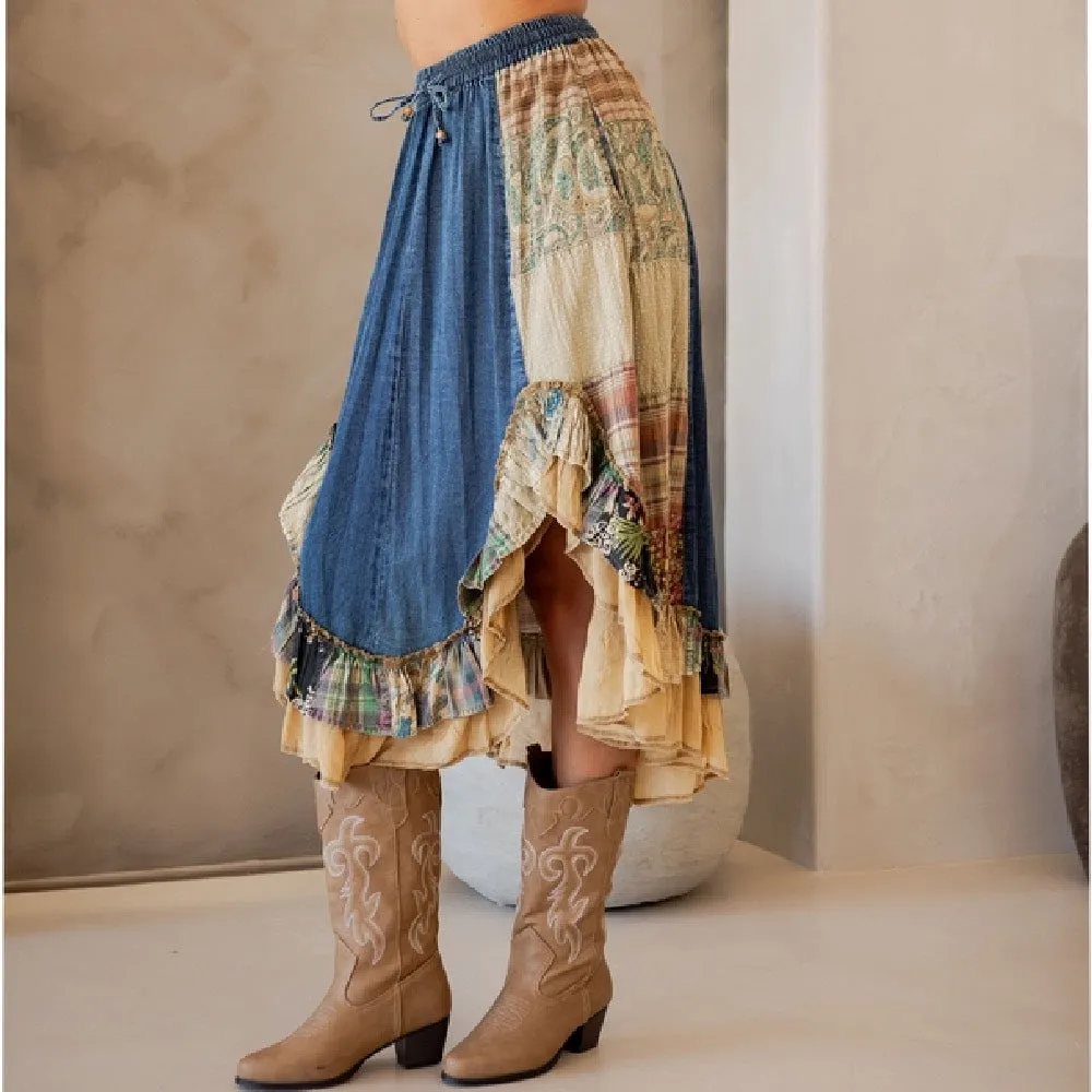 Western Boho Midi Skirt