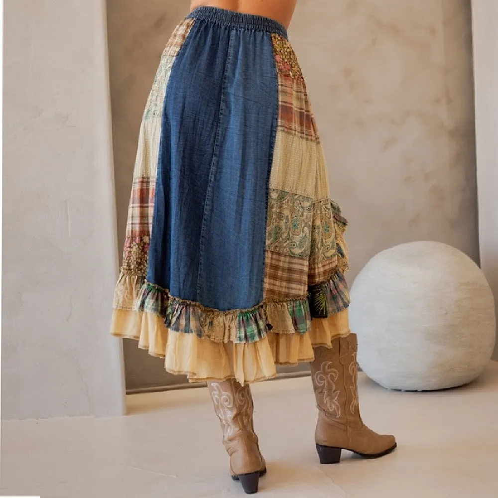 Western Boho Midi Skirt