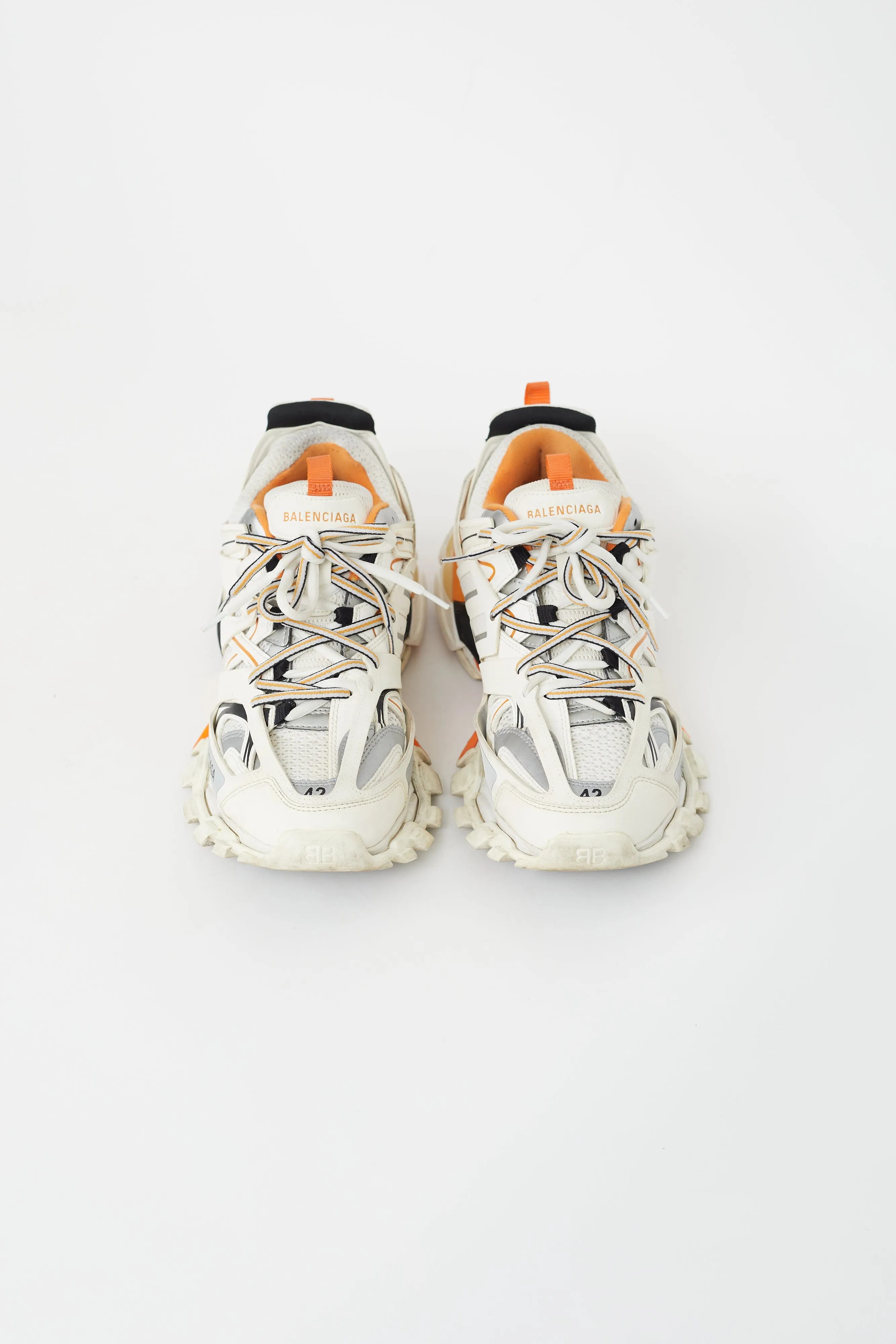 White & Orange Leather Track Sneaker