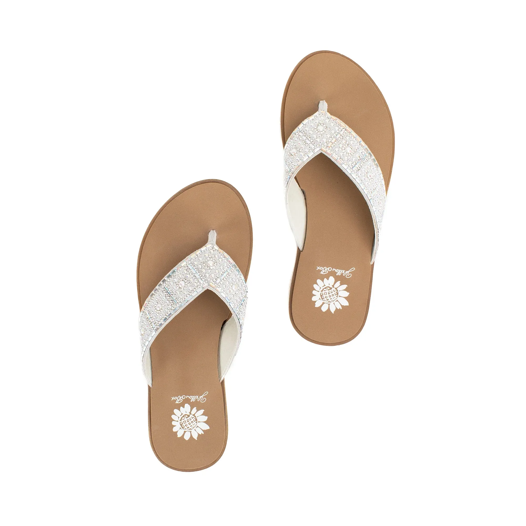 White Beaded Sandals | Yellow Box Delana