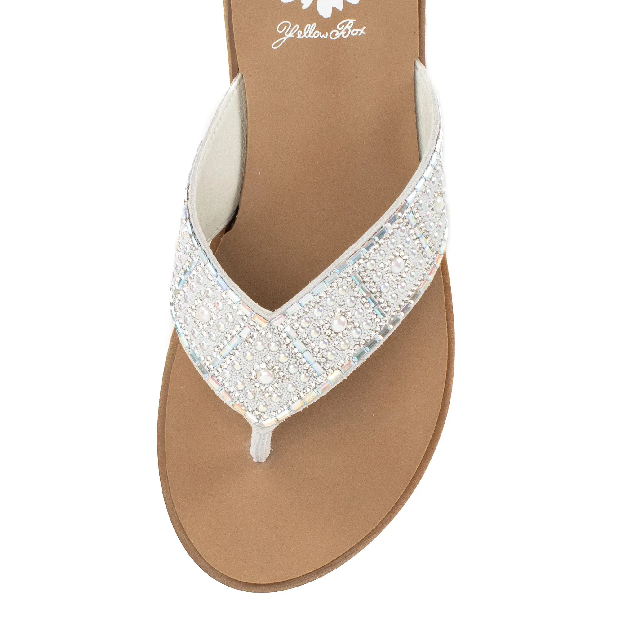 White Beaded Sandals | Yellow Box Delana