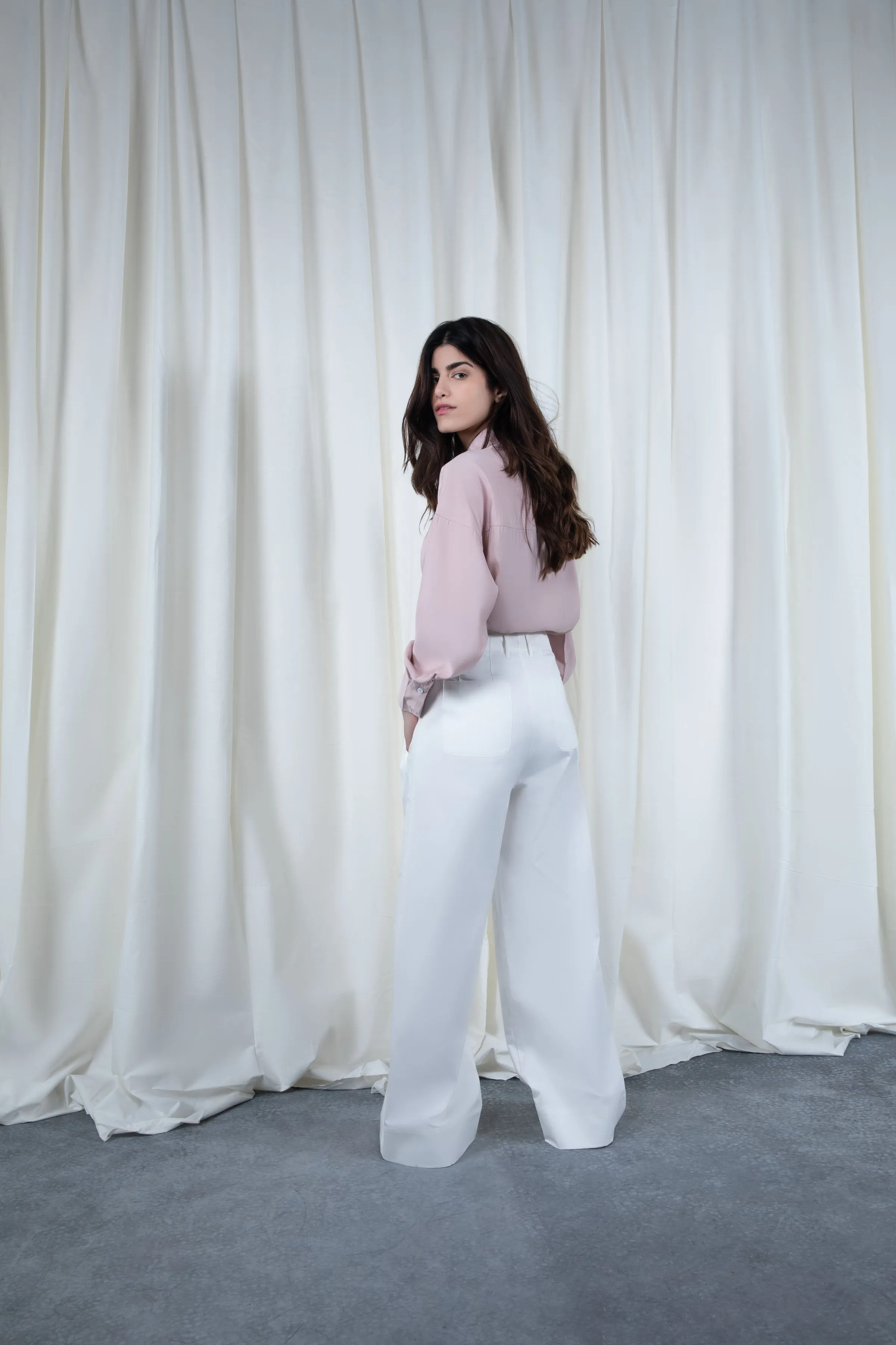 White Belted Flowy Pants