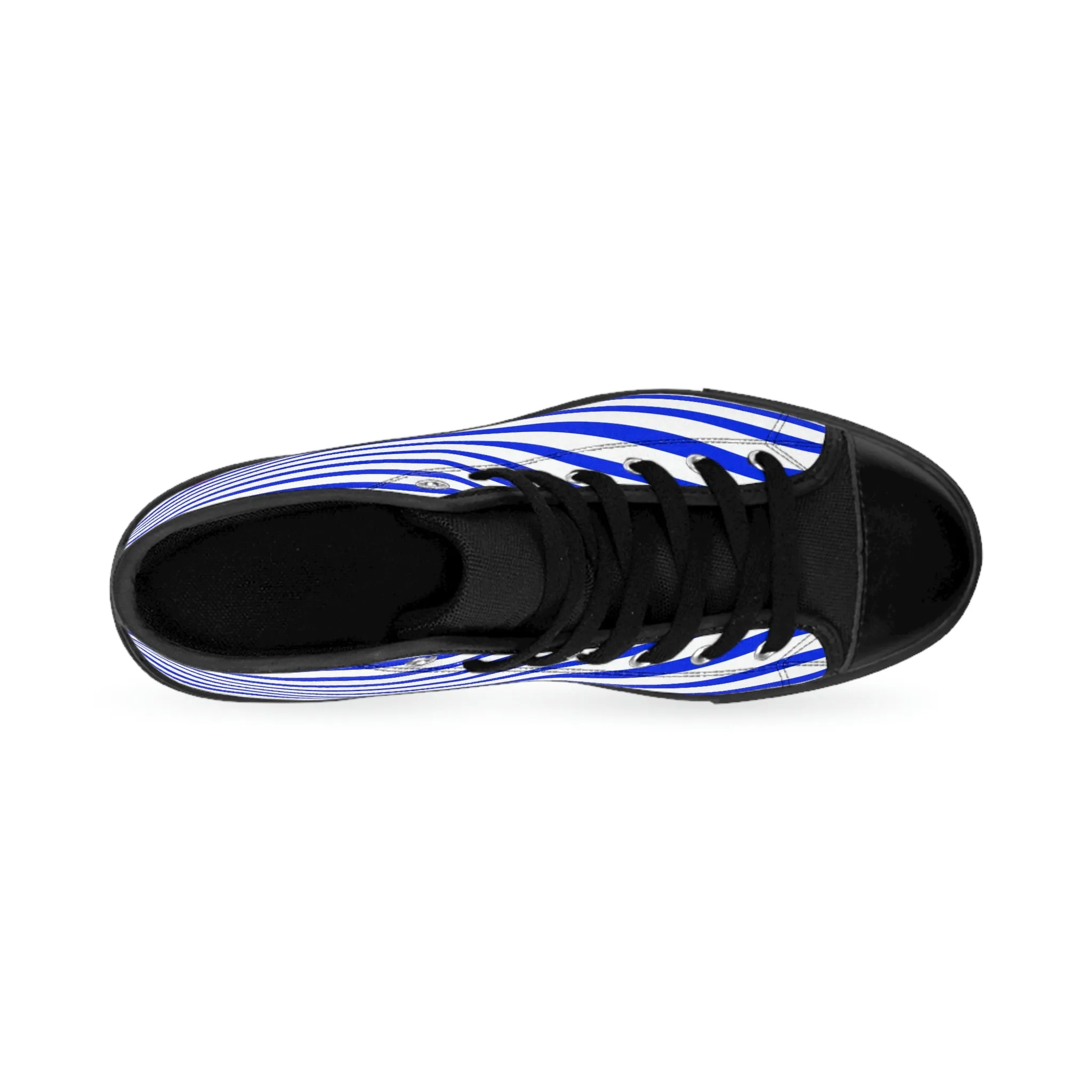 White Blue Striped Men's Sneakers, Modern Stripes Men's Designer Tennis Running Shoes (US Size: 6-14)