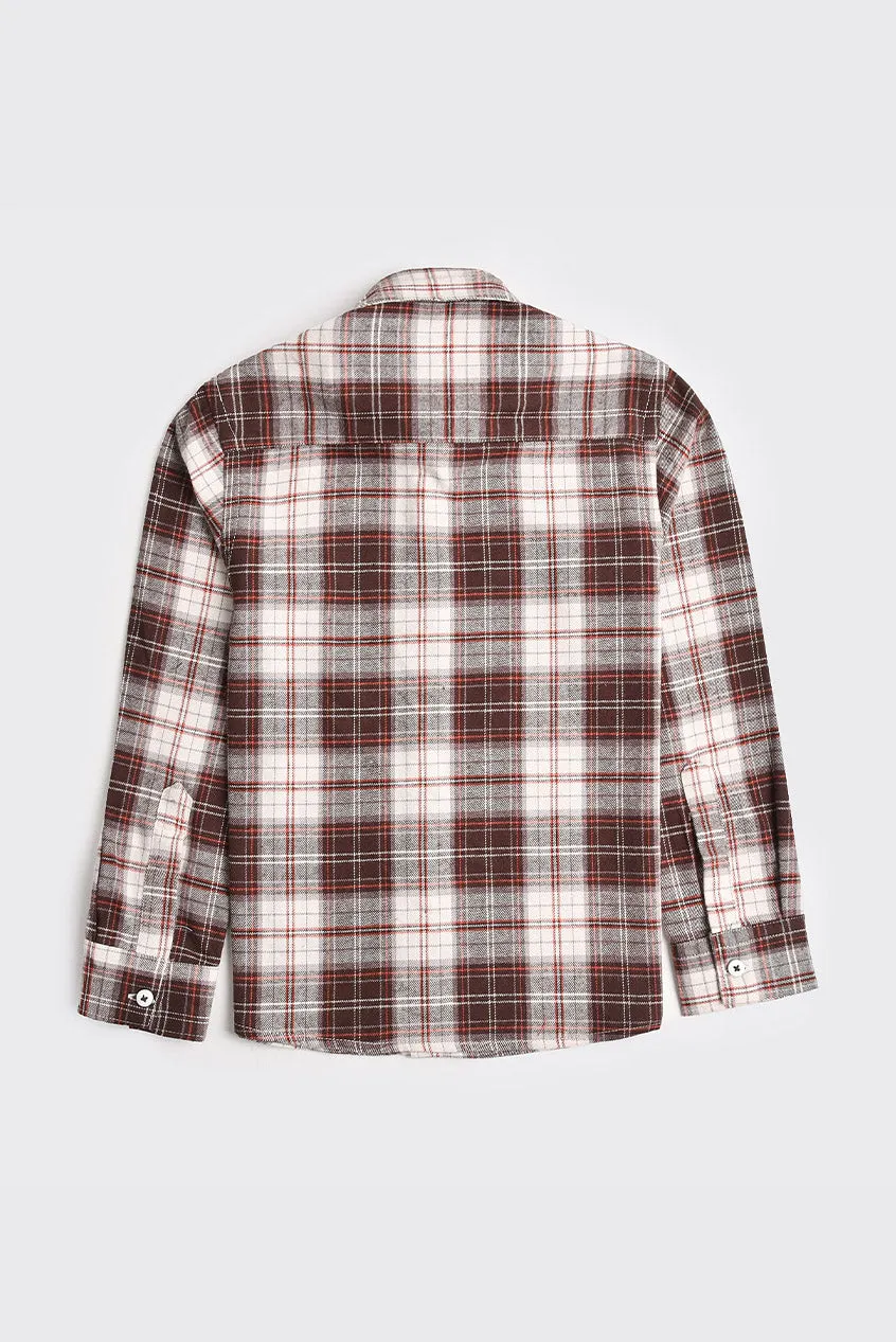 White Checked Flannel Casual Shirt