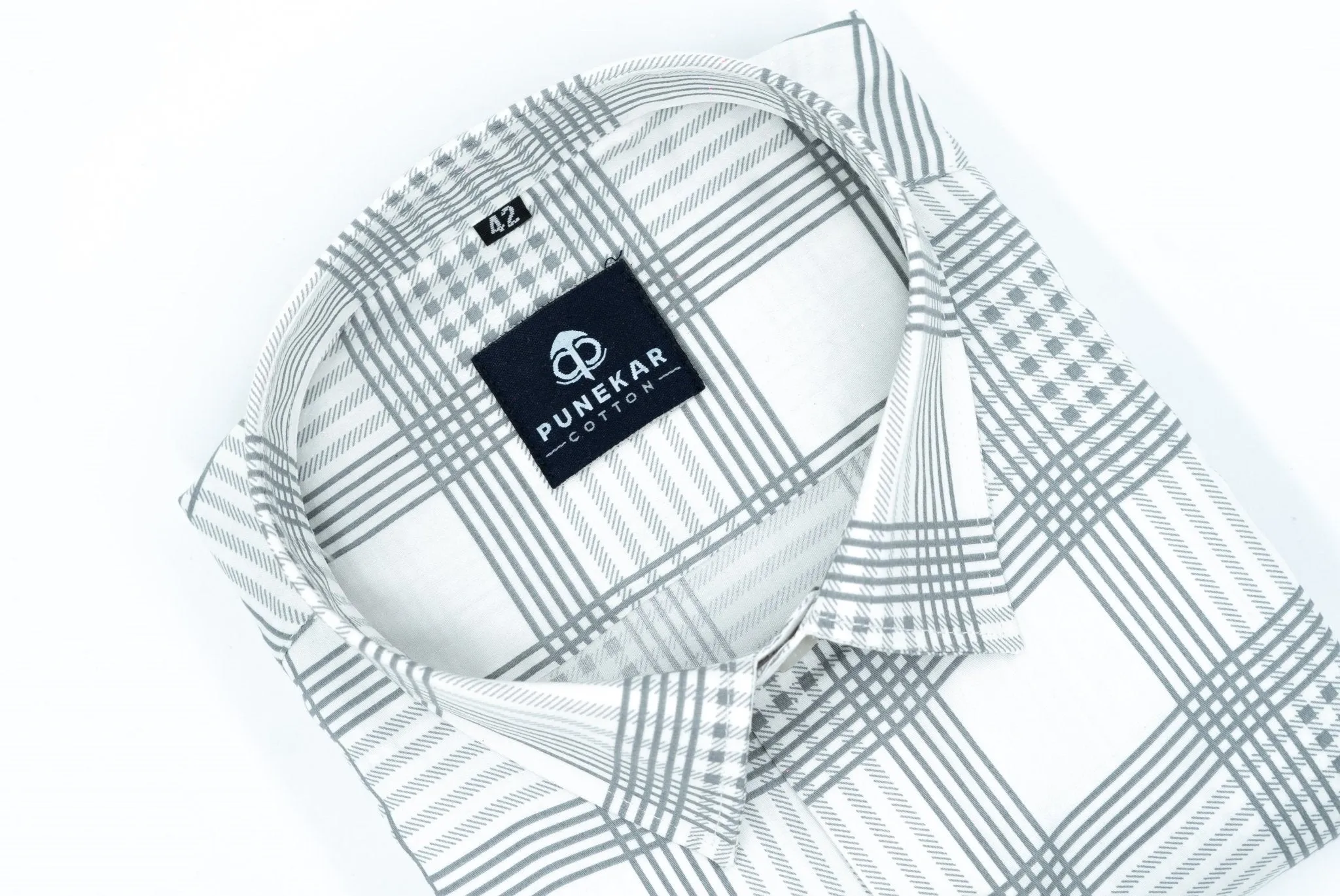 White Color Check Lexus Printed Shirts For Men's