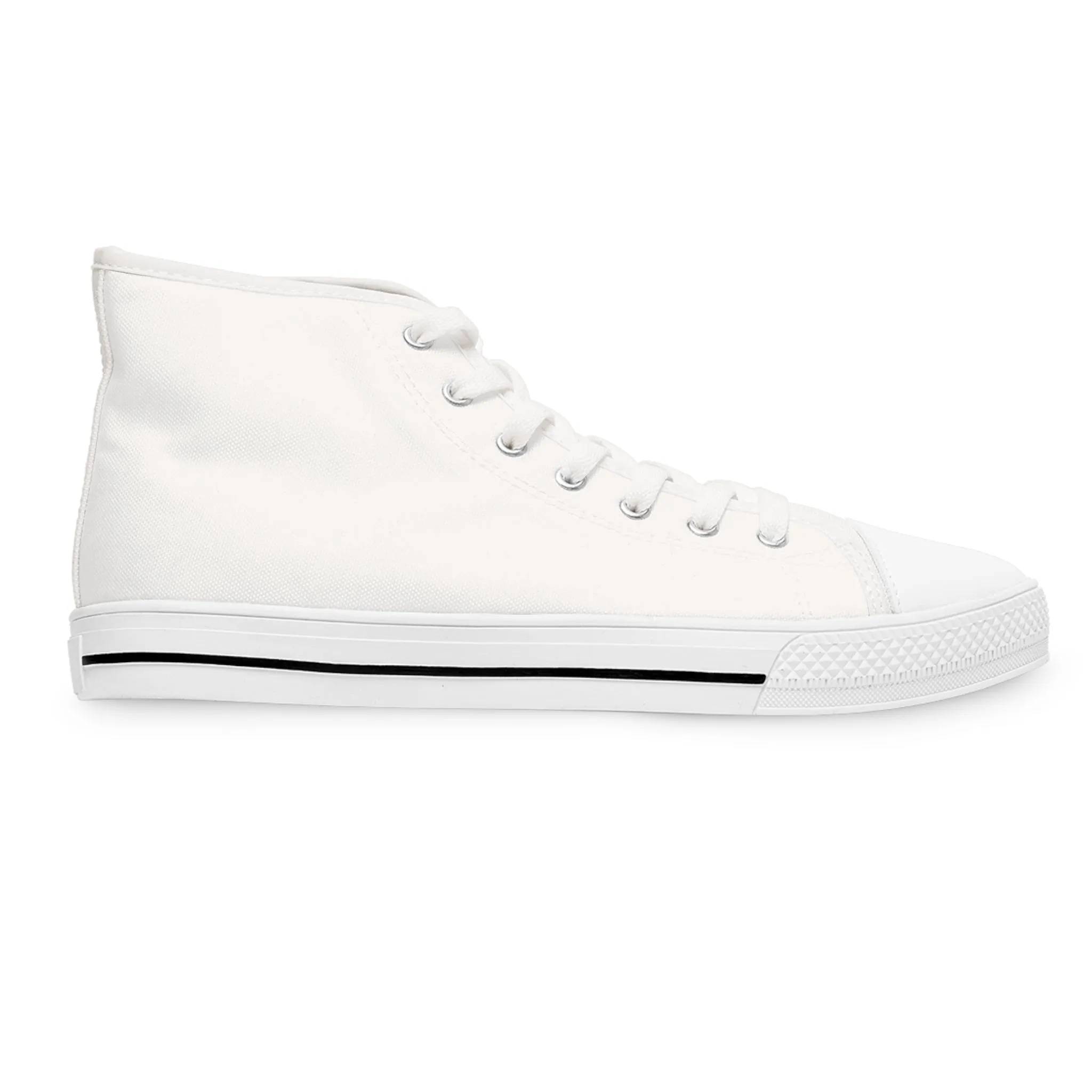 White Color Ladies' High Tops, Solid White Color Best Women's High Top Sneakers Canvas Tennis Shoes