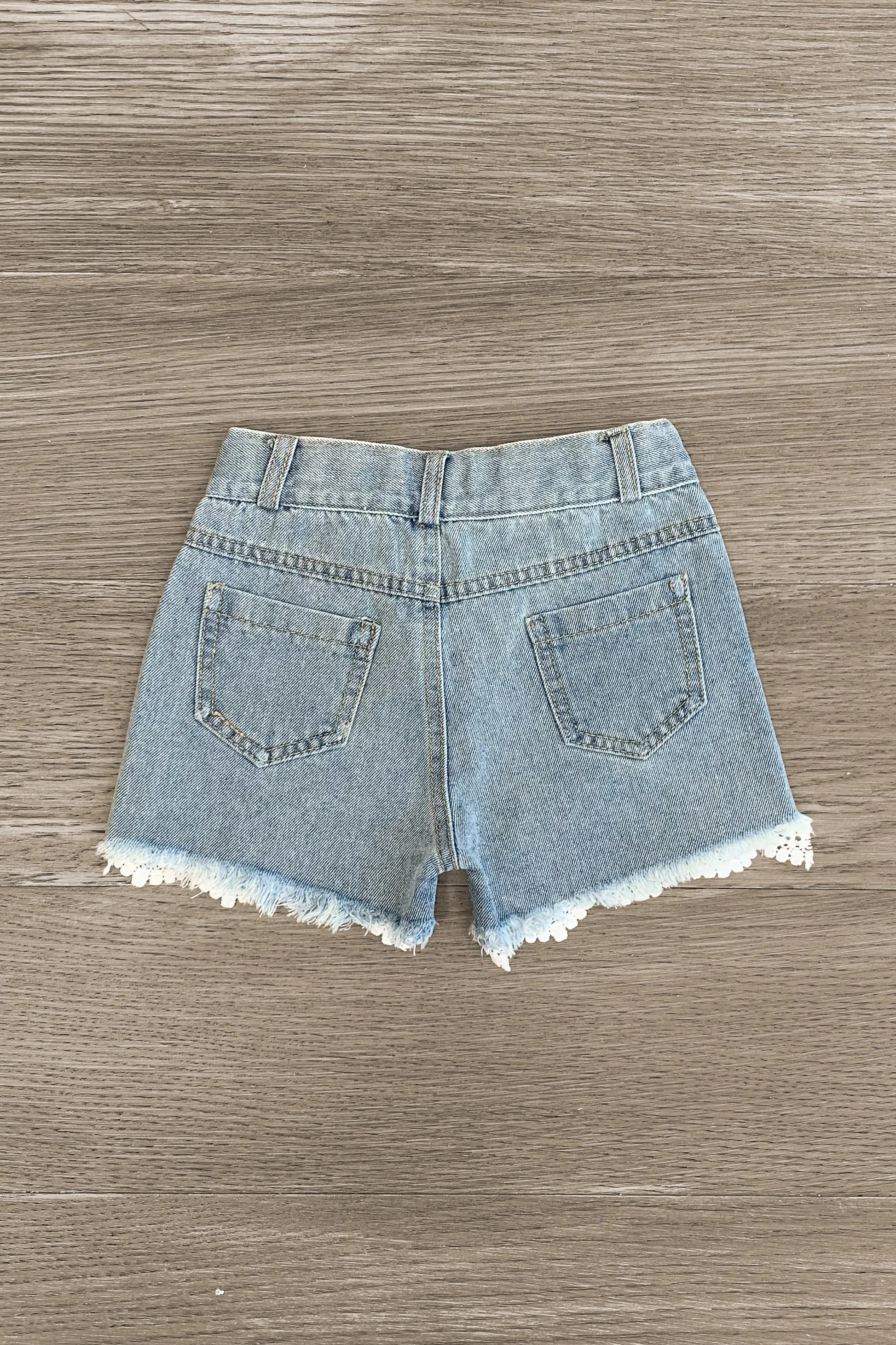 White Crochet Lace Denim Shorts