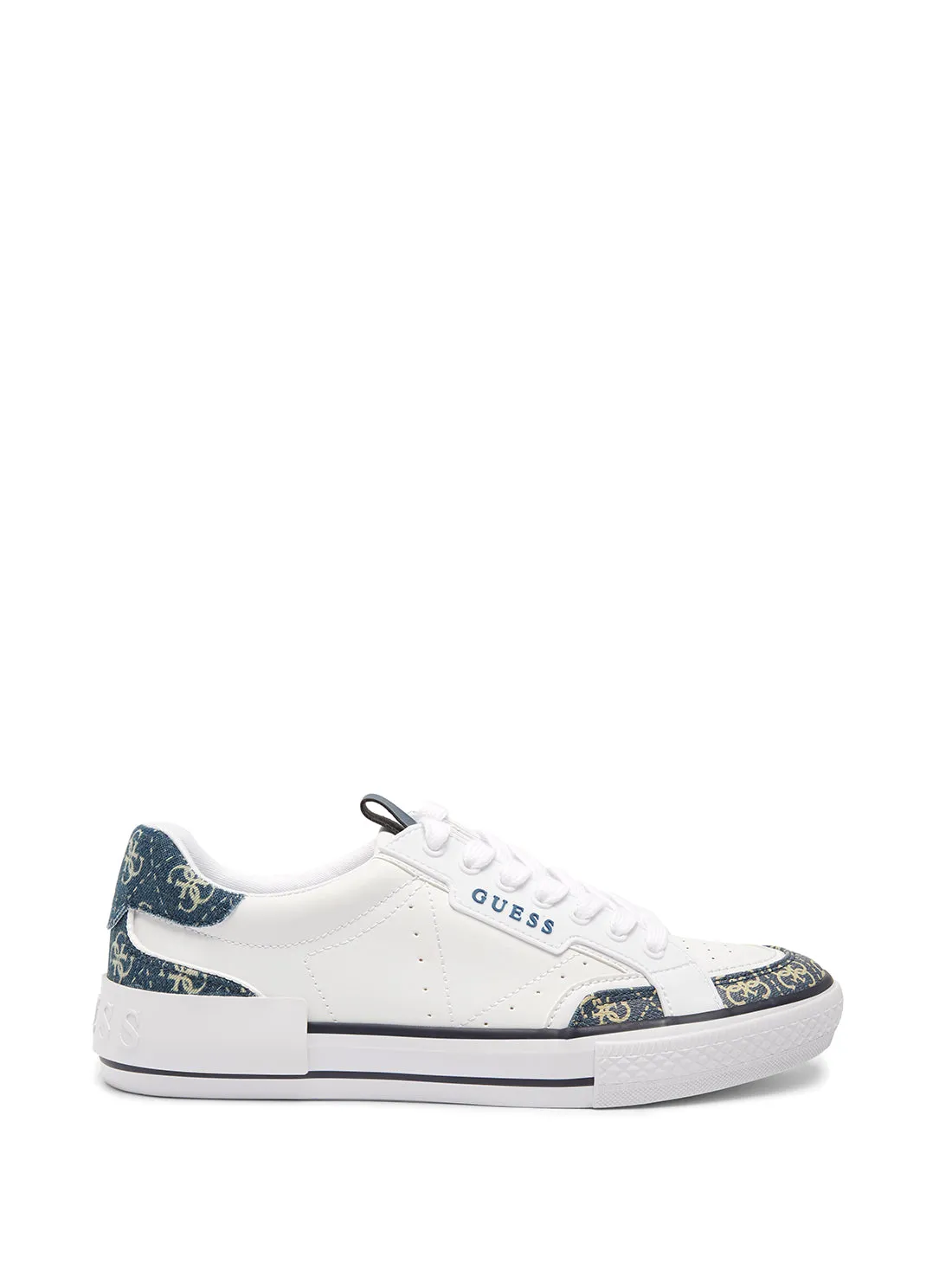 White Denim Lollin Low Top Sneakers