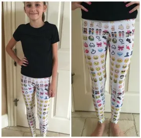 White Emoji Leggings