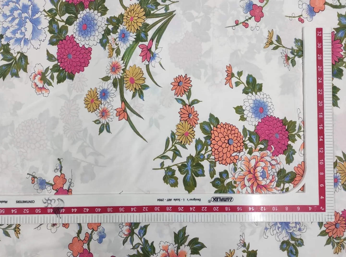 White Floral Crepe Fabric