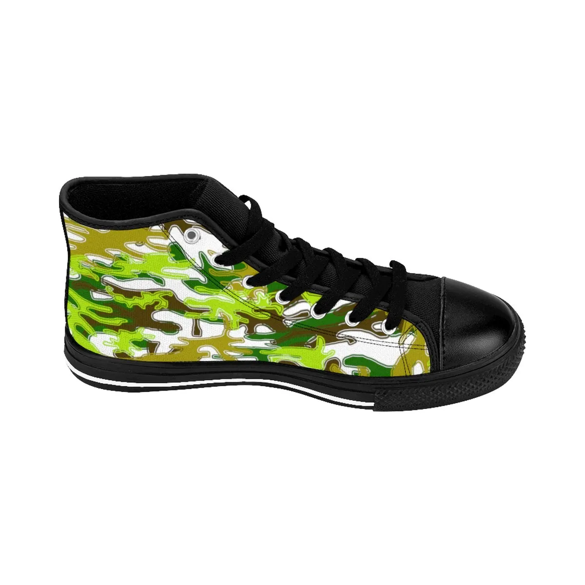 White Green Camouflage Army Military Print Men's High-top Sneakers Tennis Shoes