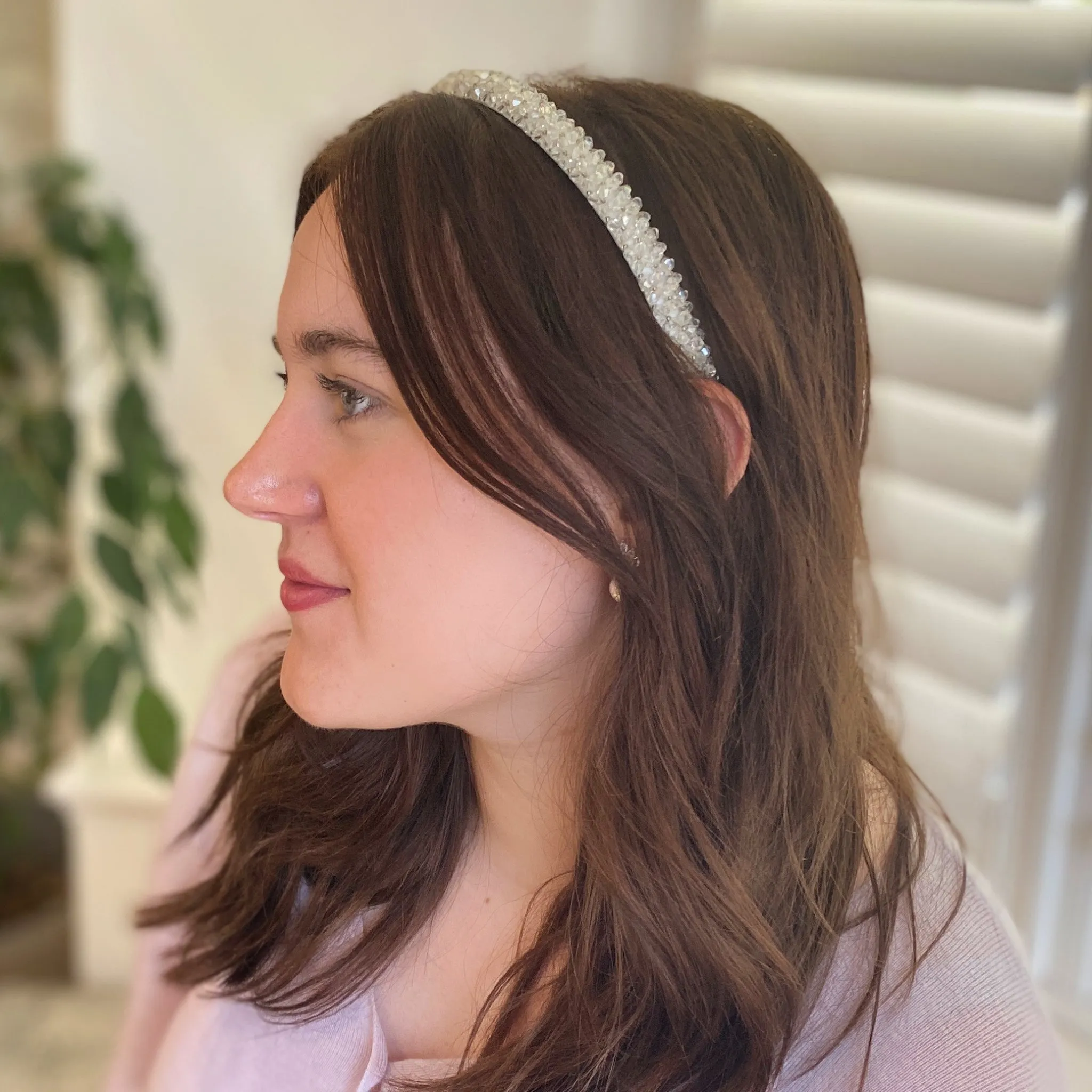 White Headband Thin Headband Sparkly